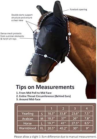 Harrison Howard Horse Fly Mask Long Nose with Ears Black Yearling Small