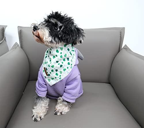 St. Patrick's Dog Bandana, Shamrock Triangle Bid Scarf for Medium Large Dogs, Cotton Kerchief for Girl Boy Puppies, Cute Spring Green Bandana