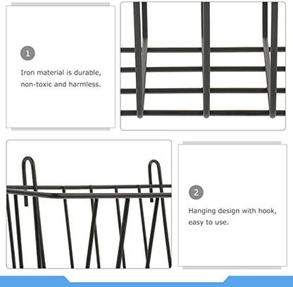 Hay Feeder for Rabbit, Guinea Pig, Bunny, Chinchilla, Heavy-Duty Metal Frame Hay Feeder, Small Animal Basket with Hook Metal Grass Holder Black