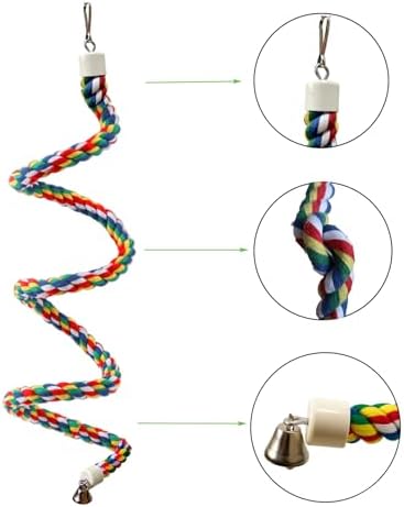 79'' Bird Perch,Bird Rope Perch & Birds Swing Set,Bird perches for cage,Rope Perch for Conures,Parrots,Cockatiel,Lovebird,Budgerigar,Parakeet perches for cage