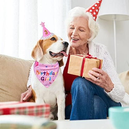 Dog Birthday Decorations,Dog Birthday Hat with Numbers,Dog Bandana