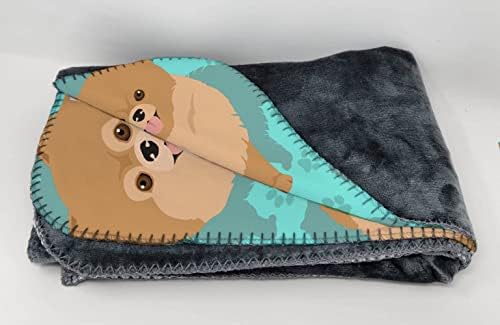 Caroline's Treasures MLM1083TBLT Orange Pomeranian Soft Travel Blanket with Bag Airplane Blanket, Indoor Outdoor Camping Blanket for Traveling, Picnics, Beach Trips, Concerts
