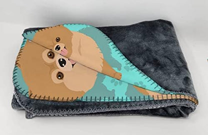 Caroline's Treasures MLM1083TBLT Orange Pomeranian Soft Travel Blanket with Bag Airplane Blanket, Indoor Outdoor Camping Blanket for Traveling, Picnics, Beach Trips, Concerts