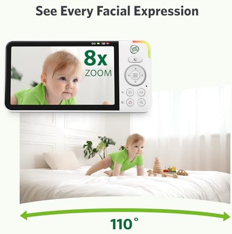 LeapFrog Smart WiFi Baby Monitor, 1080p Camera, 5-Inch IPS Display, Color Night Vision | 5000mAh 22-Hr Battery, VOX Mode, 110° Wide Angle, 8X Zoom, Humidity & Temperature | LF815HD
