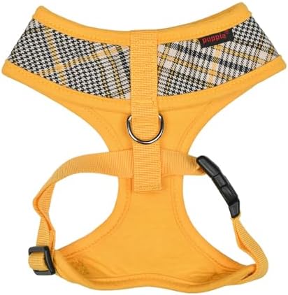 Puppia Lucas Dog Harness A (Over-The-Head) Fashionable Checkered Pattern Spring Summer Harness for Small and Medium Dogs, Yellow, X-Large
