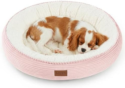 Love's cabin Round Donut Cat and Dog Cushion Bed, 30in Pet Bed for Medium or Large Dogs, Anti-Slip & Water-Resistant Bottom, Soft Durable Fabric Pet Beds, Washable Calming Cat Bed, Light Pink