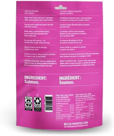 PureBites Salmon Single Ingredient Freeze Dried Cat Treats, 4.7 oz