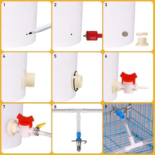 12Pcs Rabbit Nipple Drinker Kit Automatic Rabbit Watering System