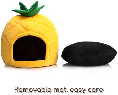 Hollypet Cat Bed Cave for Indoor Cats for Pets up to 15 lbs, Pineapple