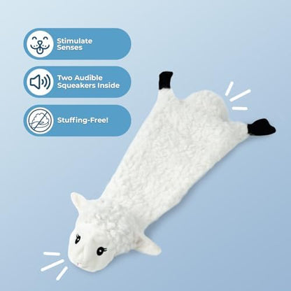 Best Pet Supplies 2-in-1 Stuffless Squeaky Dog Toy - Sheep, Large