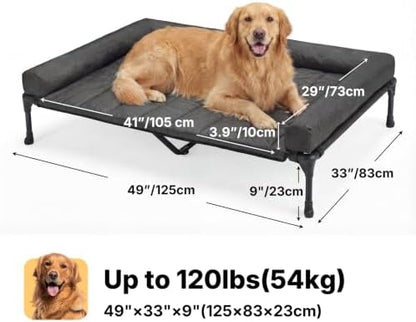 Veehoo Outdoor Elevated Dog Bed with Waterproof Bolster Cushion, Cooling