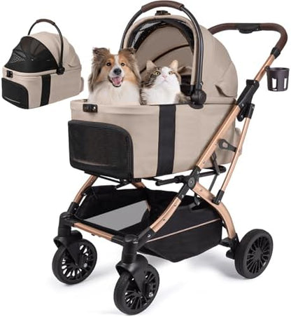 Small Dog Stroller, 5-in-1 Foldable Pet Stroller for Small Dogs Cats
