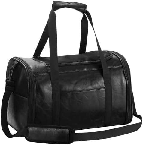 Fashion Dog Carrier Pet Carrier Airline Approved Cat Carrier for Small Dogs Cats Under 15 Lbs, Vegan Leather Collapsible Soft Sided Travel Puppy Carrier