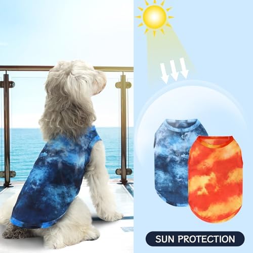 XPUDAC 4 Pack Dog Shirt Tie Dye Lightweight Dog Clothes for Medium Large Dogs Boy Girls Breathable Stretchy Tank Top Vest-4X-Large