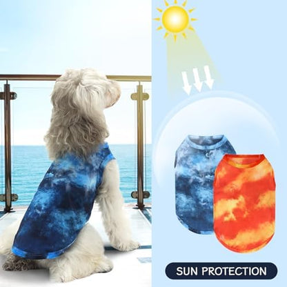 XPUDAC 4 Pack Dog Shirt Tie Dye Lightweight Dog Clothes for Medium Large Dogs Boy Girls Breathable Stretchy Tank Top Vest-4X-Large