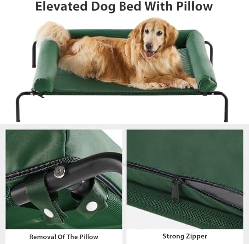 RRPETHOME Elevated Cooling Dog Cot Bed, Large Raised Outdoor Dog Bed