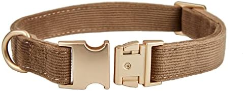 Soft Corduroy Fibric Dog Collar with High Grade Metal Buckle, for Medium Dogs.(Brown,Medium:12-19")