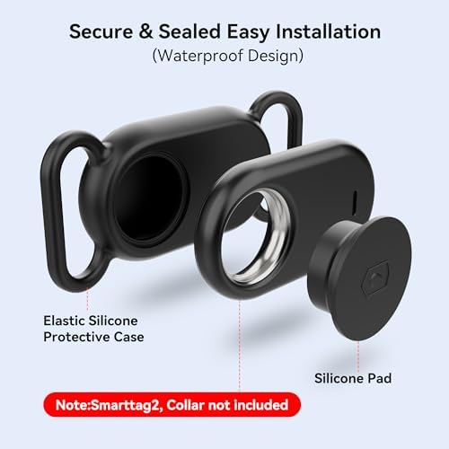 Waterproof Silicone Case Holder for Galaxy Smarttag2, 2 Pack Pet Dog Cat Collars, Anti-Lost Scratch Resistant Holder Accessory Protective Cover for Samsung Galaxy Smart tag2 (Grey/Pink)