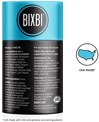 BIXBI dog vitamins supplements Immune Support Daily Cat Supplement, Powder Supplement, 2 Month Supply US