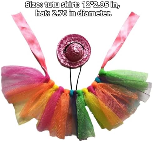 Colorful Lizard Tutu Skirt Hat Set Soft Rainbow Costume for Bearded Dragon