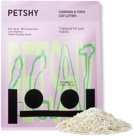 Cassava & Tofu Mixed Cat Litter - Plant-Based & Natural Ingredients, Non-Stick, Fast Clumping, 99% Dust Free for Litter Box - Scented, 5.5lb
