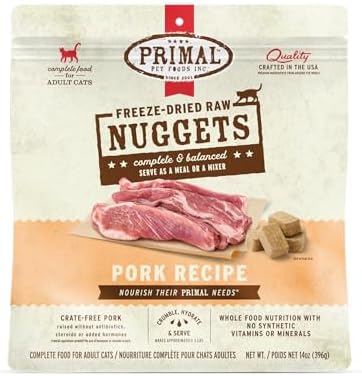 Primal Freeze Dried Raw Cat Food Nuggets, Pork, 14 oz