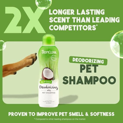 TropiClean Deodorizing Dog Shampoo for Smelly Dogs, Made in USA, 20oz