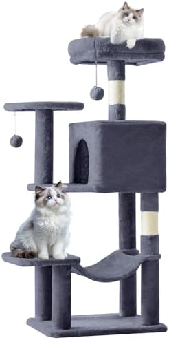 DUMOS 44 Inch Cat Tree Tower with Natural Sisal Scratching Posts