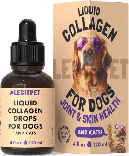 Premium Grass-Fed Collagen for Dogs & Cats Liquid Drops Supplement Daily Formula Support Hip & Joint Skin Coat Gut Hydrolyzed Type I & III Bovine Protein Beef Flavor All Dog and Cat Sizes & Ages