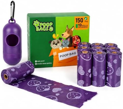 Dog Poop Bags with Dispenser Pet Waste Bags, 10 Rolls (150 Counts Total)