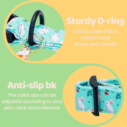 Dog Collars, Easter White Rabbit Print Blue Pet Collar Holiday Cute Durable Adjustable Pendant Gift Collar with Quick Release Plastic Buckle for Small Dogs