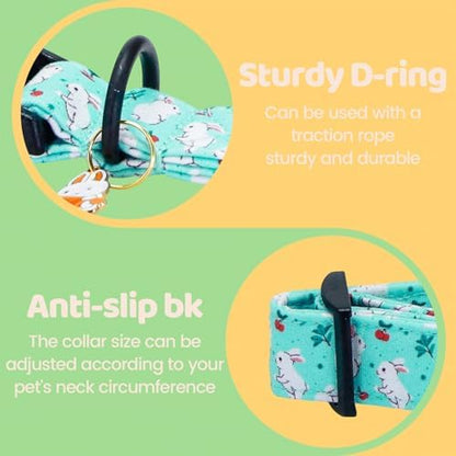 Dog Collars, Easter White Rabbit Print Blue Pet Collar Holiday Cute Durable Adjustable Pendant Gift Collar with Quick Release Plastic Buckle for Small Dogs