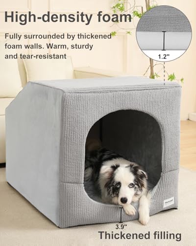 Hovicaed Indoor Dog House Large Sized Dog Tent with Covered Dog Bed 36x26in