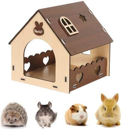 Wooden Guinea Pig Hideout Bunny House Rabbit Bed – Small Animal Habitat