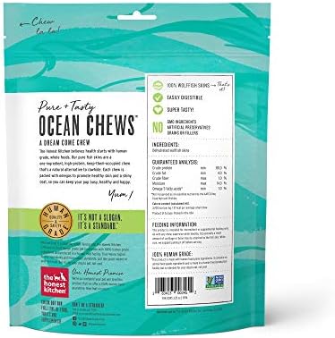 The Honest Kitchen Human Grade Ocean Chews™ Hearty Wolffish Skins Dog Treats,3.25 oz (Beams™),(Pack of 2)