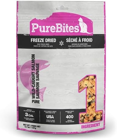 PureBites Salmon Single Ingredient Freeze Dried Cat Treats, 4.7 oz