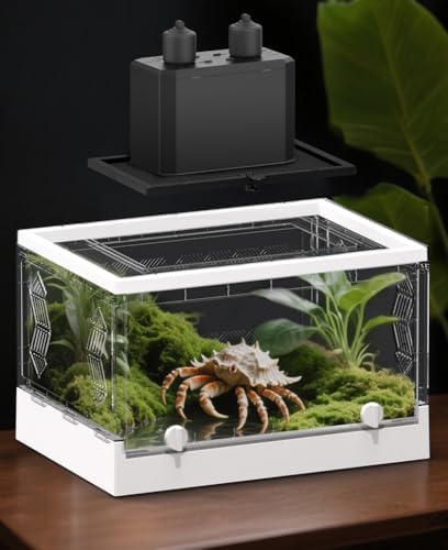 Large Portable Reptile Tank with Multi-Observation Perspective Foldable and Bottom Pulley, Ideal Habitat for Gecko, Frog, Spider and so on (White Extra Large)
