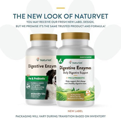 NaturVet Digestive Enzymes with Pre & Probiotic for Dogs & Cats - 60 Count