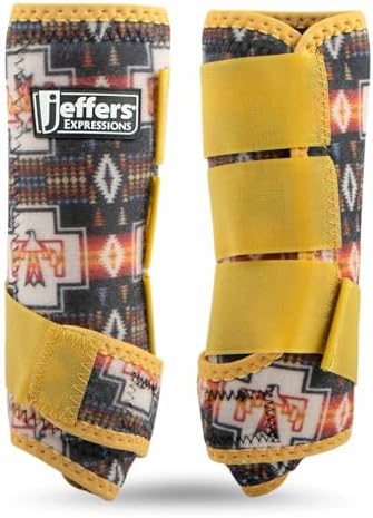 Jeffers Expression Protective Horse Boots, 1 Pair, Large - Safe Neoprene Leg Guards, Durable Strap Closures, Front & Hind Support, Equestrian Accessories for Travel & Riding - Thunderbird