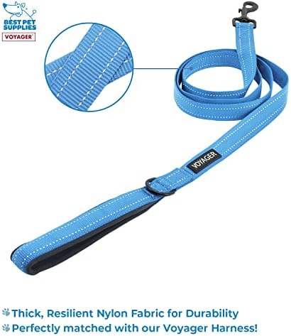 Best Pet Supplies Voyager Step-in Lock Pet Harness w Reflective Pet Leash Combo Set with Neoprene Handle 5ft - Supports Small, Medium and Large Breed Puppies/Cats - Baby Blue/Black Trim, XXXS