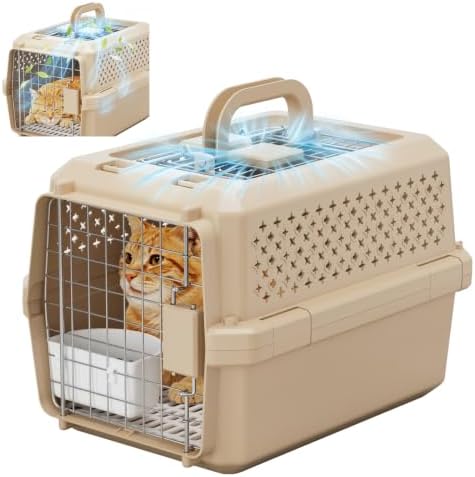RIZZARI Dog Travel Carrier Crate: Lightweight Handle Ventilated Design