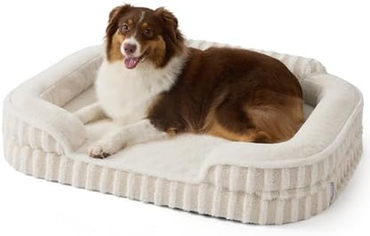LE SURE Cute Cozy High Back Orthopedic Dog Beds Large Sized Dog,35" Beige