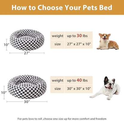 BFPETHOME Medium Washable Cozy Donut Dog Beds for Dogs