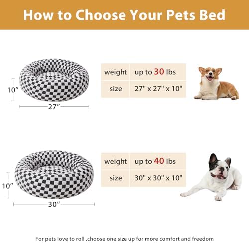 BFPETHOME Large Washable Cozy Donut Dog Beds for Dogs