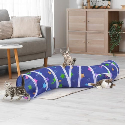 Glittme S-Shape Cat Tunnel, Foldable Cat Tunnels for Indoor Cats