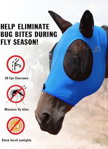 Mask Tech 5 Pieces Horse Fly Masks with Ears, Stretchy Elastic Mesh Fly Masks, 3D Eye Clearance, UV Protection-Large,Combo 18