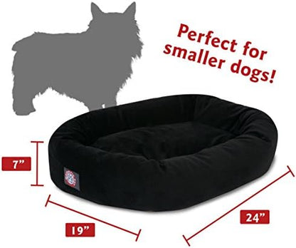 Majestic Pet Suede Calming Dog Bed, 24 Inch Small, Round, Washable, Black