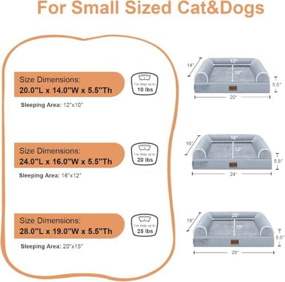 NANUYA Orthopedic Dog Bed for Medium Dogs, 28 x 19 Inch, Light Grey