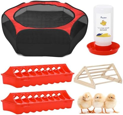 Pawaboo Chick Brooder Box for Chick Starter Kit, Red+Black