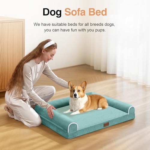 NANUYA Orthopedic Dog Bed for Medium Dogs, 30 x 20 Inch, Aqua Blue